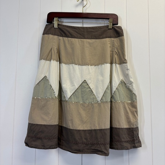 Old Navy Dresses & Skirts - Old Navy Y2K Boho Sequins Chevron Midi Skirt Women Size 10 Cottage Earthy Chic